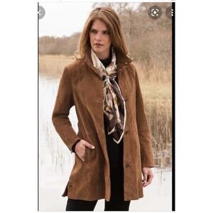 VINTAGE Bagatelle Long Suede Leather Brown Coat size large
